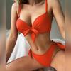 Сексуальное бикини на бретельках с v-образным вырезом и открытой спиной, завязанный бюстгальтер с высокой талией, трусы, купальник, пляжная одежда