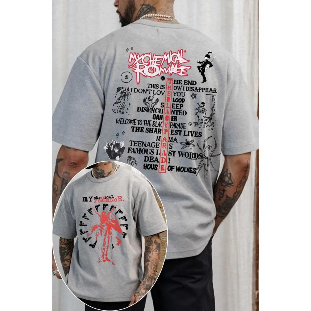Hot Sale Vintage My Chemical Romance Double Sided Print T-shirt Men Women Gothic Harajuku Punk T-shirt Breathable Streetwear Short Sleeve Casual Tees