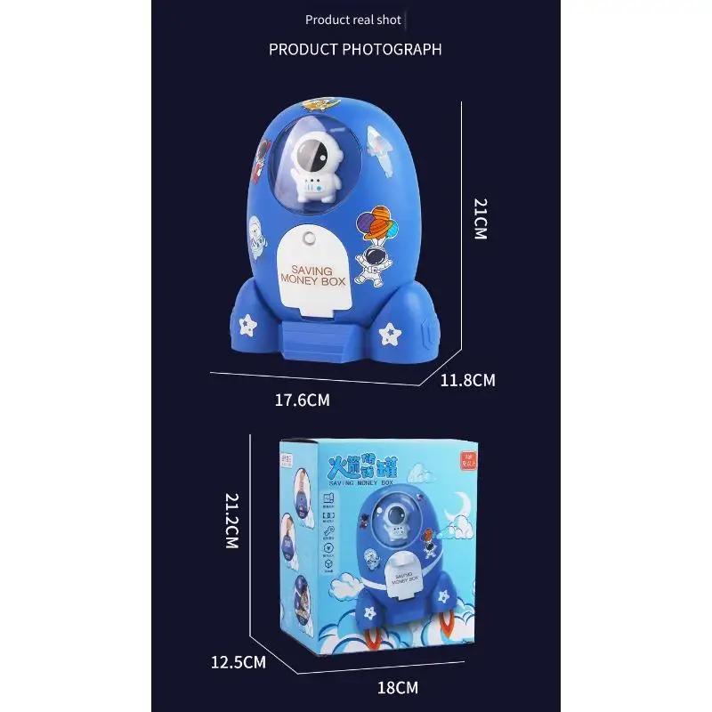 Rocket Cartoon Astronaut Piggy Bank Cartoon Sticker for Manual Coin Deposit Children's Piggy Bank Toy Children's Day Toy Gift
