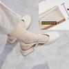 Baotou Sandals Women's Summer Middle Heel 2025 New Korean Version Versatile Student Fairy Style Retro Thick Heel One-word Strap Single Shoes