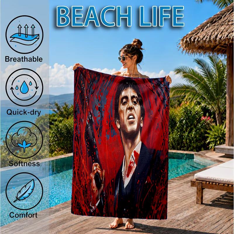 Scarface: Urban Art Beach Towel, Microfiber Beach Towel, Perfect For Pool, Beach, Travel, Home Decor Beach Party Fan gifts