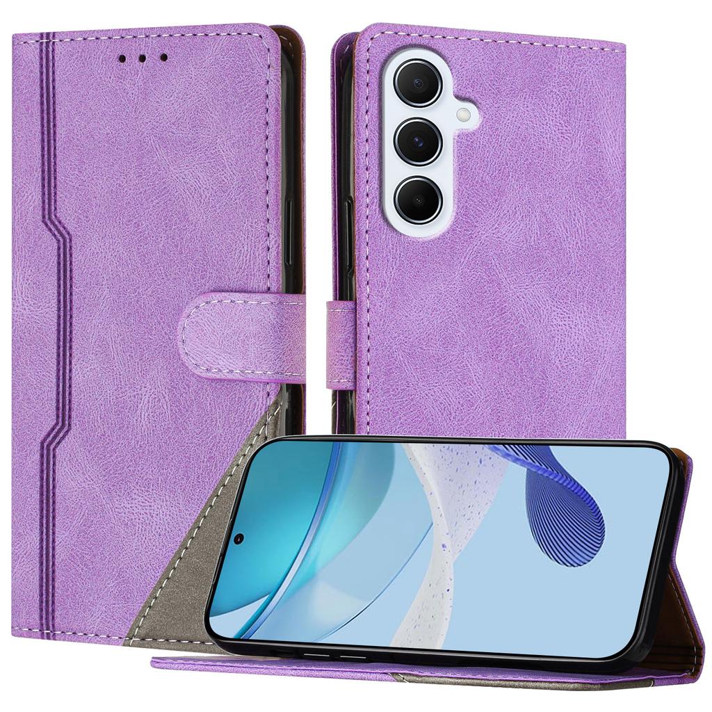 For Samsung Galaxy A56 5G Leather Case Triangle Patchwork Wallet Stand Shockproof Phone Cover