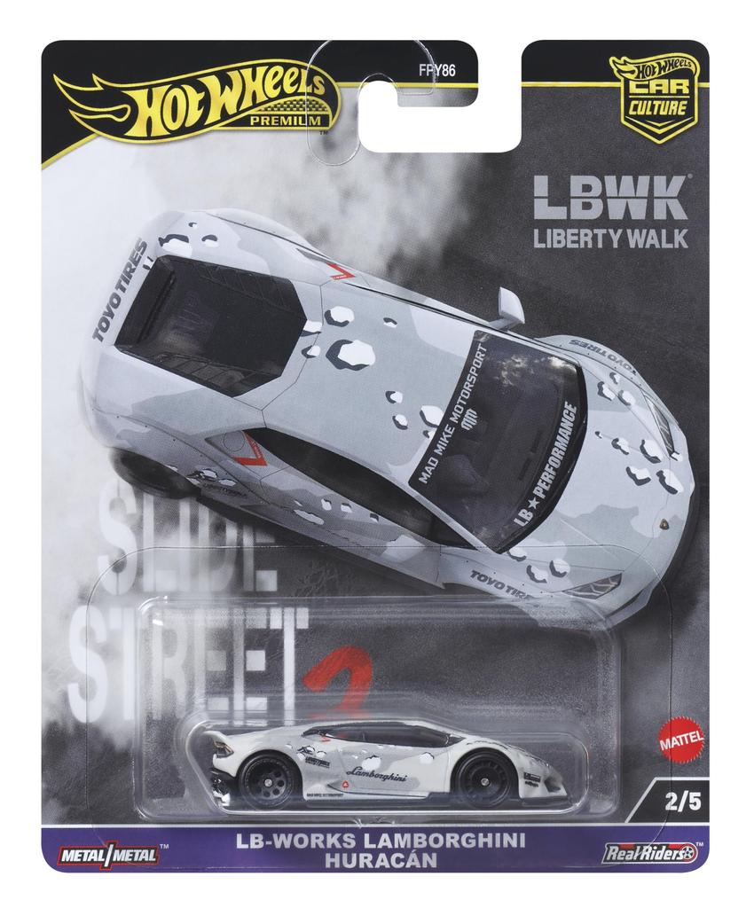 Hot Wheels Car Culture Slide Street Liberty Works Lamborghini Huracan Игрушечный автомобиль Миниатюрная машинка для возраста от 3 лет и HKC84 Вверх, Белый,
