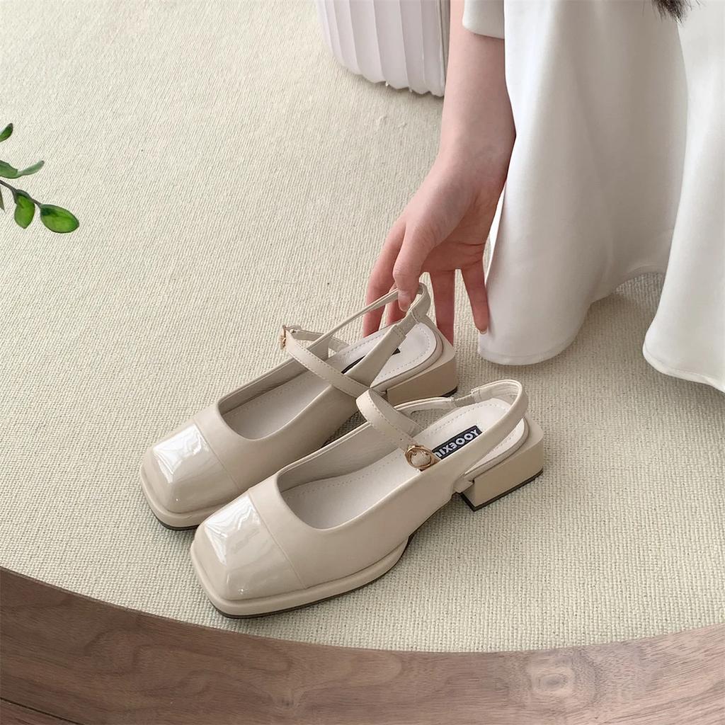 Women Square Toe Mary Jane Sandals Design Chunky Heel Dress Shoes Summer New Fashion Slingback Walking Party Pumps Zapatos Mujer