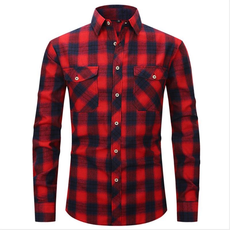 Men S Slim Fit Flannel Plaid Long Sleeve Business Cardigan Shirt