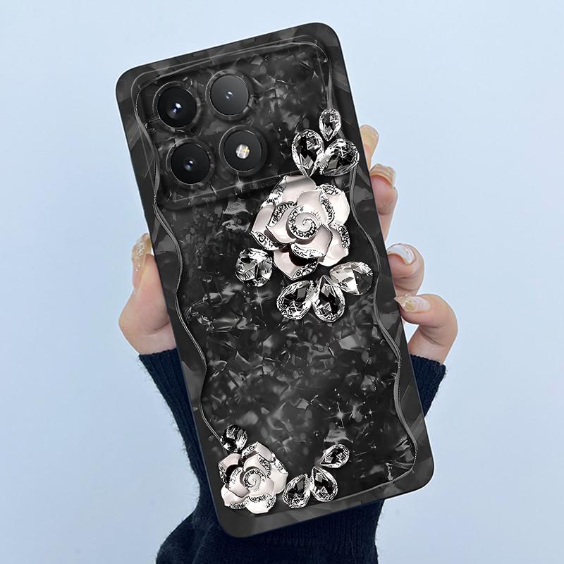 Для Xiaomi Poco X6 Pro 5G Чехол Poco X6Pro Задняя крышка Модный Минимализм Цветочный Мягкий Жидкий Силиконовый Чехол Для PocoX6 Pro Fundas
