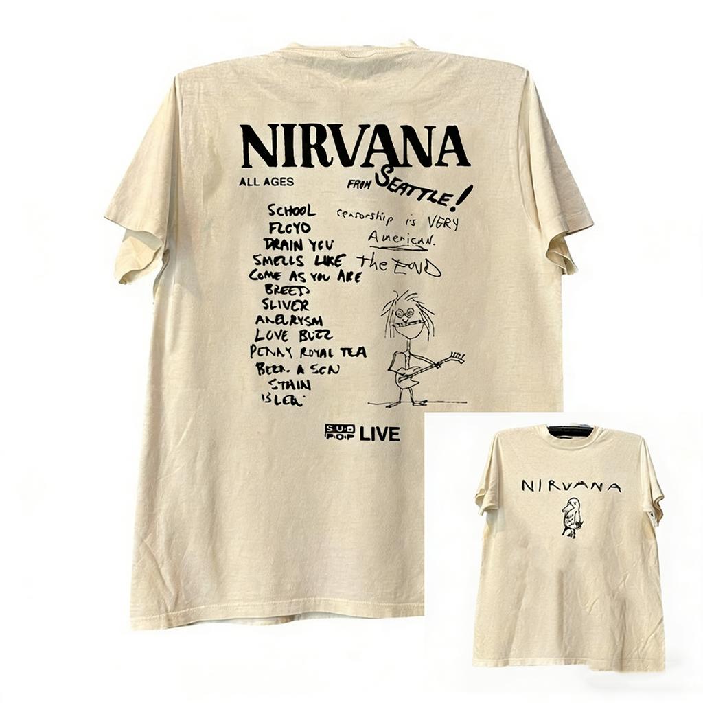 2026 Nirvana Band Унисекс и Женская Футболка с Коротким Рукавом Винтажный Колледжный Стиль Американские Граффити Хай-стрит Поло