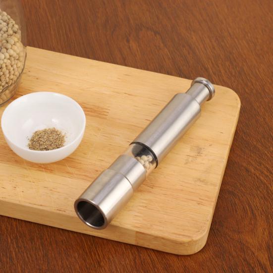 Мельница для соли и перца из нержавеющей стали, многоразовая мельница для перца с кнопкой насоса для черного перца, морской соли, специй