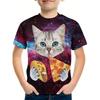 Летние детские футболки с мультяшными котами, футболки с 3D-принтом, детская футболка, детская модная одежда с коротким рукавом для мальчиков и девочек, повседневная уличная одежда