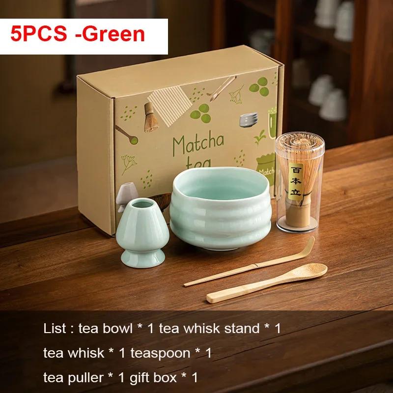 4/5/7PCS Japanese Coarse Pottery Matcha Set Safe Bamboo Whisk Teaspoon Tea Sets Indoor Beverage Shop Tea-making Tools Accessorie