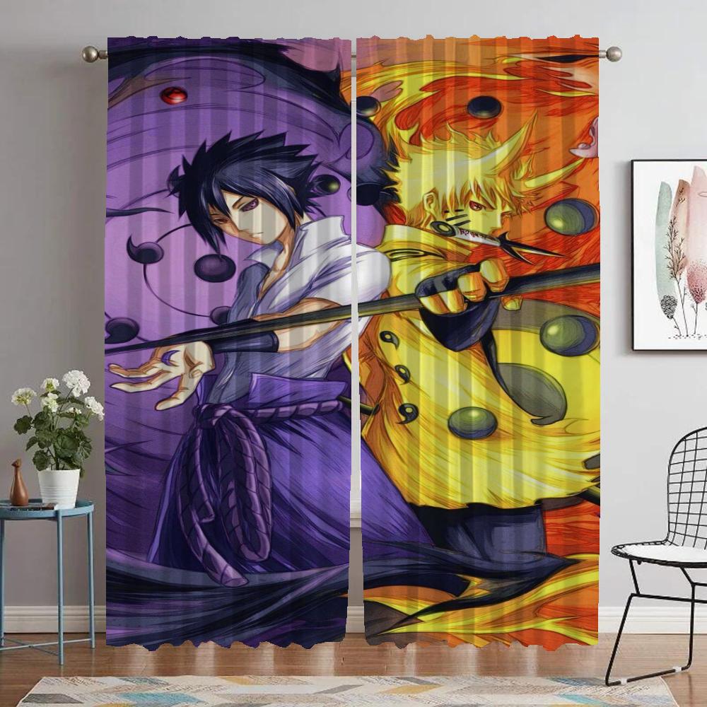 Narutos Home Interior Curtains for Camera Modern Living Room Curtains 2 Pieces Halloween Decoration Blackout Curtain Shades