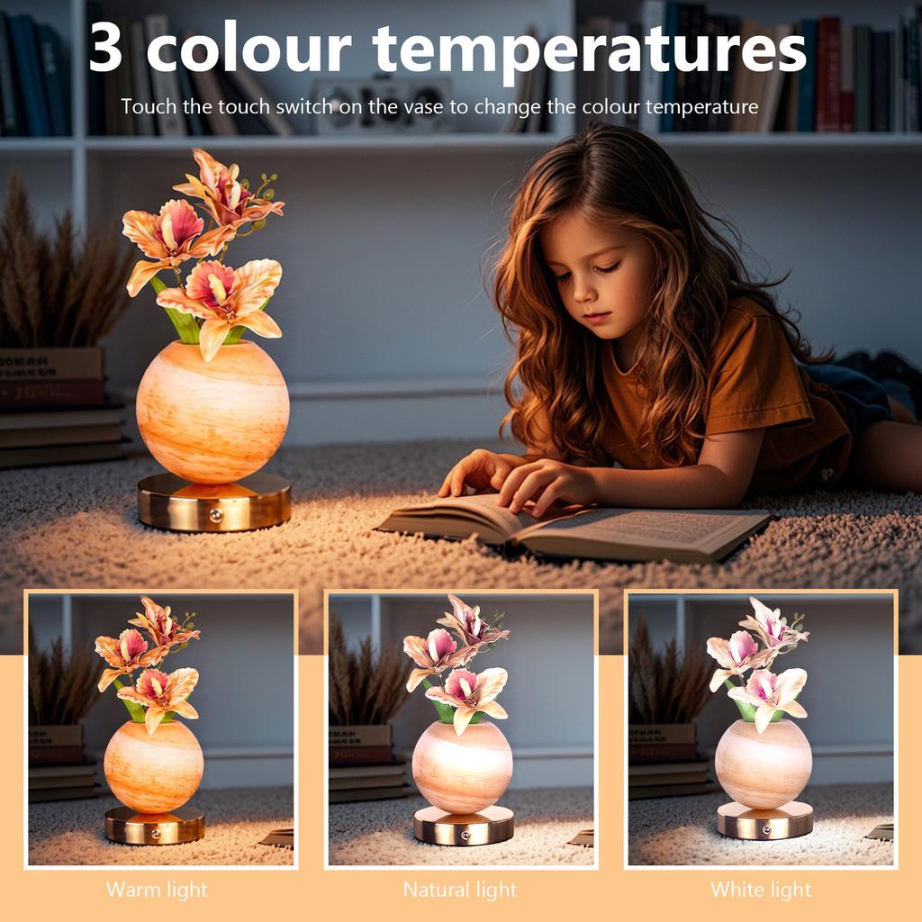 Диммируемая искусственная цветочная лампа с вазой и USB-зарядкой, светодиодные настольные декоративные ландшафтные светильники в подарок женщинам на День матери