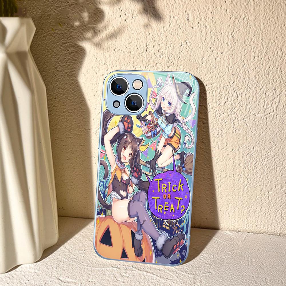 Чехол для телефона Nekopara Chocola Vanilla для iPhone 14 13 12 Mini 11 Pro XS Max X XR 14 Plus Закаленное стекло