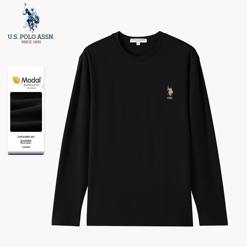 U.S. Polo Assn. Мужская повседневная футболка с длинным рукавом из модала и хлопка
