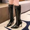 Обувь женская 2024 мода боковая молния женские сапоги осень зима острый носок однотонные сексуальные платье шпильки или тонкие каблуки сапоги