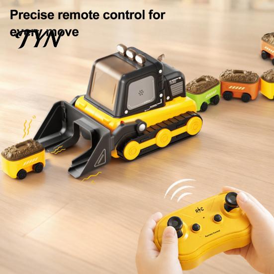 Rechargeable Construction Vehicle Toy Magnetic Remote Control Bulldozer Toy, Electric Snake Game Truck Splicing 2 Players Interactive