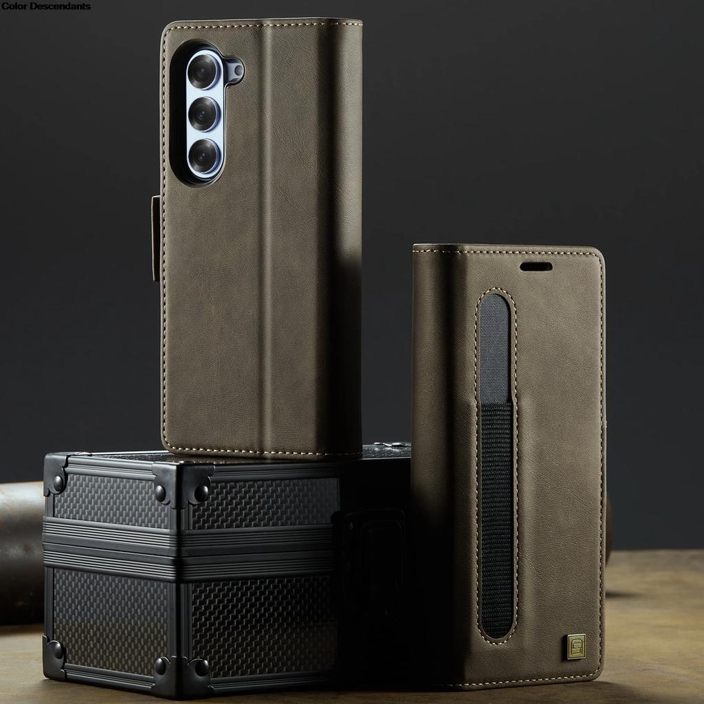 Высококлассный деловой кожаный кошелек-чехол для телефона для Samsung Galaxy Z Fold 7 6 5 с RFID-блокировкой, органайзер, держатель для карточек, сумка, противоударная защитная крышка