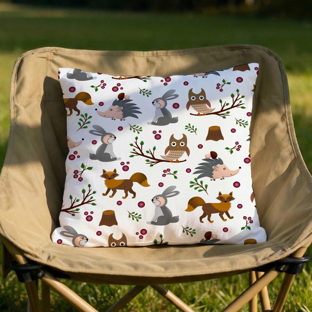 Forest Animals Printed Cushion Cover Soft Reversible Durable Pillow Cover MultiScene Use for Home Car Daily Comfort