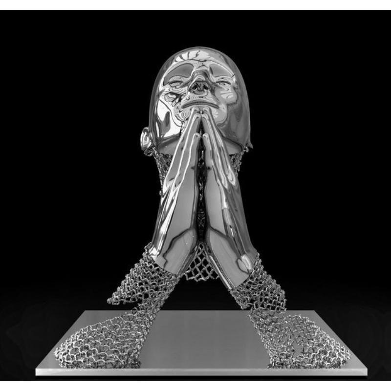 Золотая металлическая фигура статуя обнимает художественный постер, украшение дома, высокое разрешение, покраска распылением, безрамная основа для холста