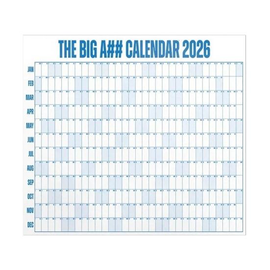 Большой настенный календарь для сухого стирания Янв. 2026 - Дек. 2026 Полный год 12-месячный годовой органайзер Гигантская очень большая доска-расписание