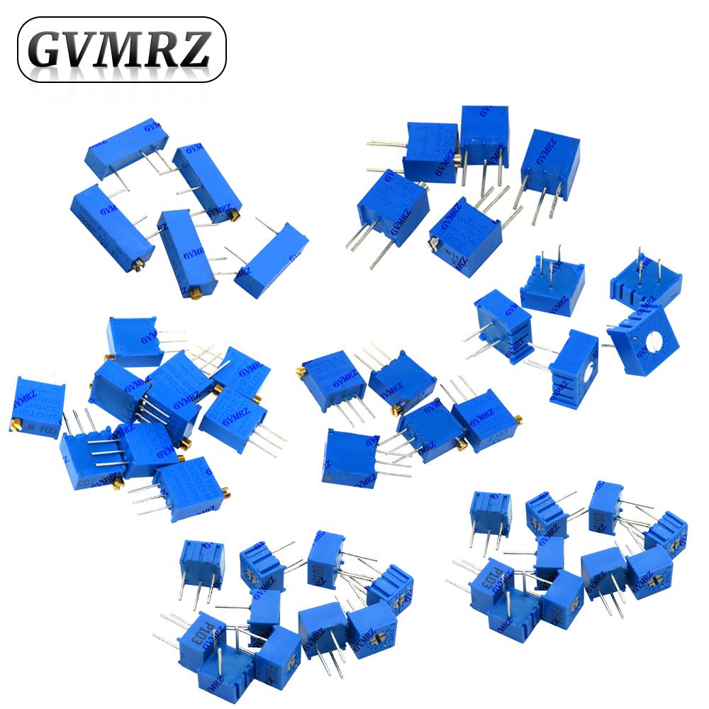 10 шт. 3006P 3266W 3296W/X 3362P 3386P Набор ассортимент подстроечных резисторов Переменные резисторы для Arduino, DIY электроники