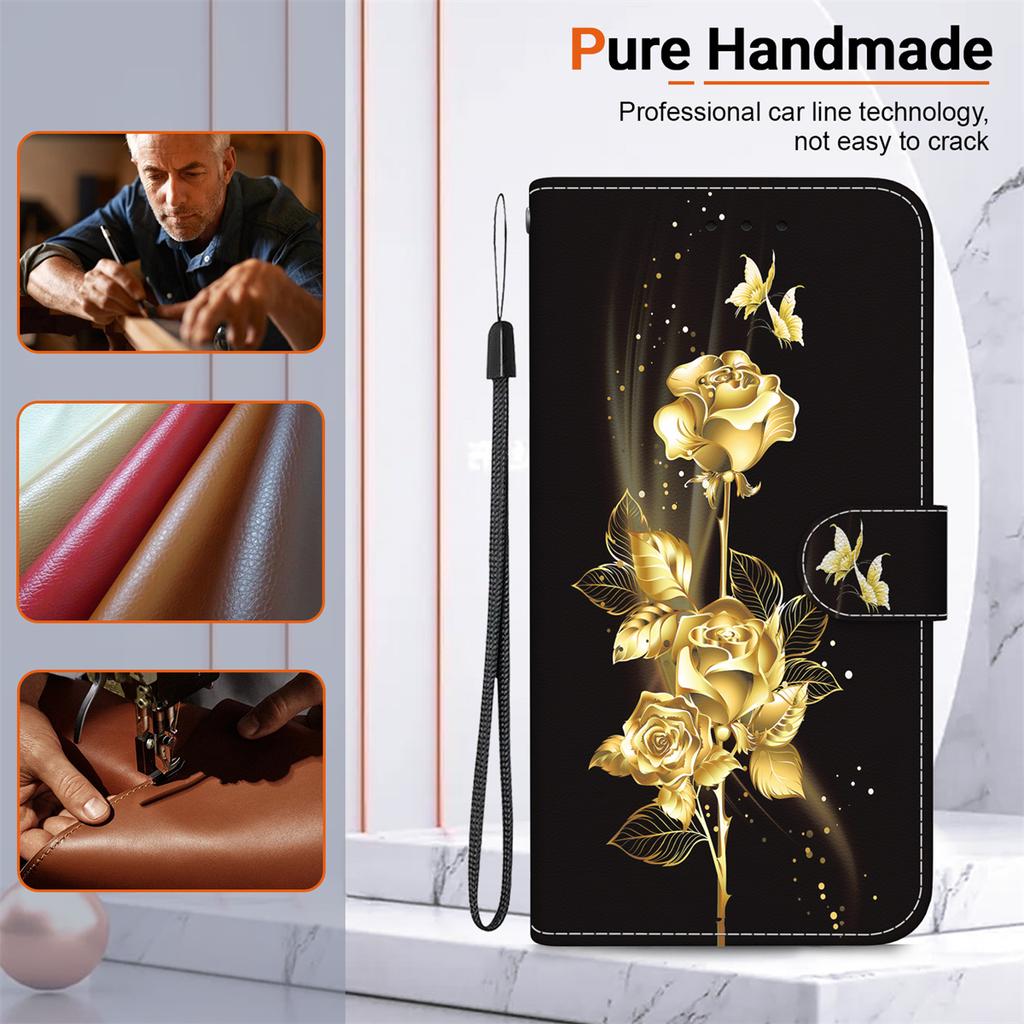 Флип-кошелек из искусственной кожи с рисунком золотой бабочки и розы для iPhone Samsung Umidigi Infinix TECNO... Подходит для более чем 900 моделей телефонов