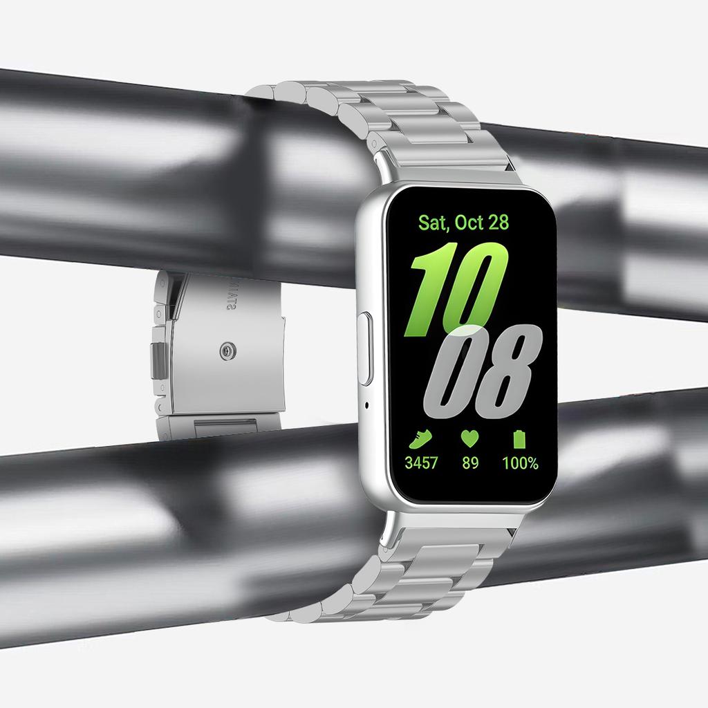 Ремешок из нержавеющей стали для Samsung Galaxy Fit 3, металлический браслет, роскошный деловой ремешок для Samsung Galaxy Fit3 SM-R390, аксессуары