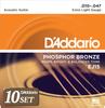 Acoustic Guitar Strings Phosphor Bronze Extra Light EJ15 X 10 Set D'Addario .010-.047 []