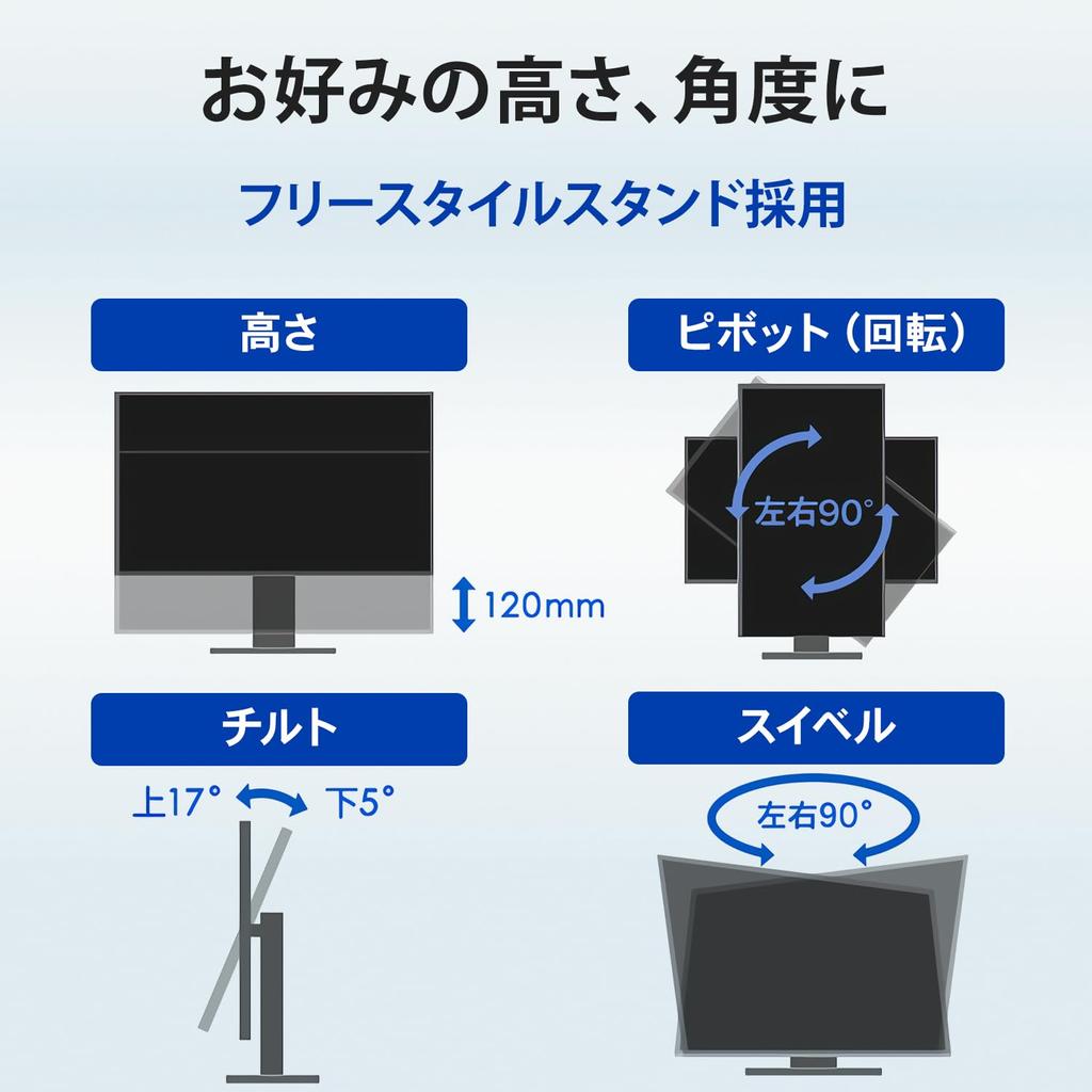 IODATA Monitor 27 Inch 4K 60Hz AAS Panel Wide Viewing Angle 5ms 3 Year (Type-C/HDMI/DisplayPort/Height Adjustment/Vertical/Horizontal Rotation/With