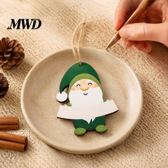 Festive Home Wall Decor Christmas Wooden Ornament, Cute Bear Gingerbread Gnome Cat Dog DIY Holiday Hanging Decorations for Tree, Party Car Reusable