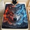 Red Blue Dinosaur Wolf Elk DogPrint Flannel Blanket,High quality Comfortable for All Seasons,Home Decor,Warmth and Comfort,Perfect for Christmas Gifts