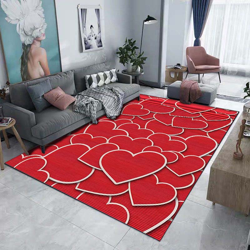 Ковер с принтом красного сердца для гостиной, спальни, прикроватной зоны, ванной комнаты, напольный коврик, ковер в зону, коврик для дивана, домашний декор, роскошный подарок