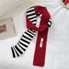 Striped Knitted Scarf Women'S Autumn And Winter Thickened Warm Student Ins Fashion Trend Scarf Gloves