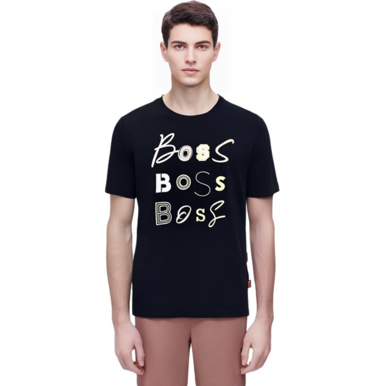 HUGO BOSS T-Shirts Men's Navy Blue Crew Neck Moderate Straight Fit 50473066-404