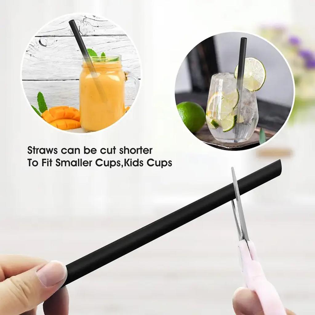 50/100/200PCS Black Disposable Plastic Straight Mouth Straw Solid Color Fine Straw Used For Cocktails Juices Beverages Coffee