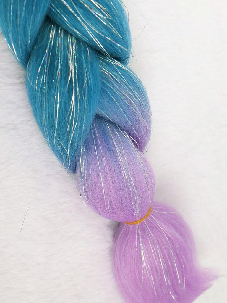 24-дюймовые синтетические волосы для плетения, микс, блестки, трехцветные синтетические волосы для наращивания, большие косички, 1 шт.