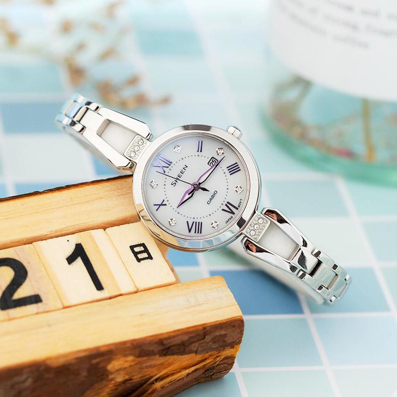Casio Женские часы SHEEN Серебристые SHS-4526D-7AUPR