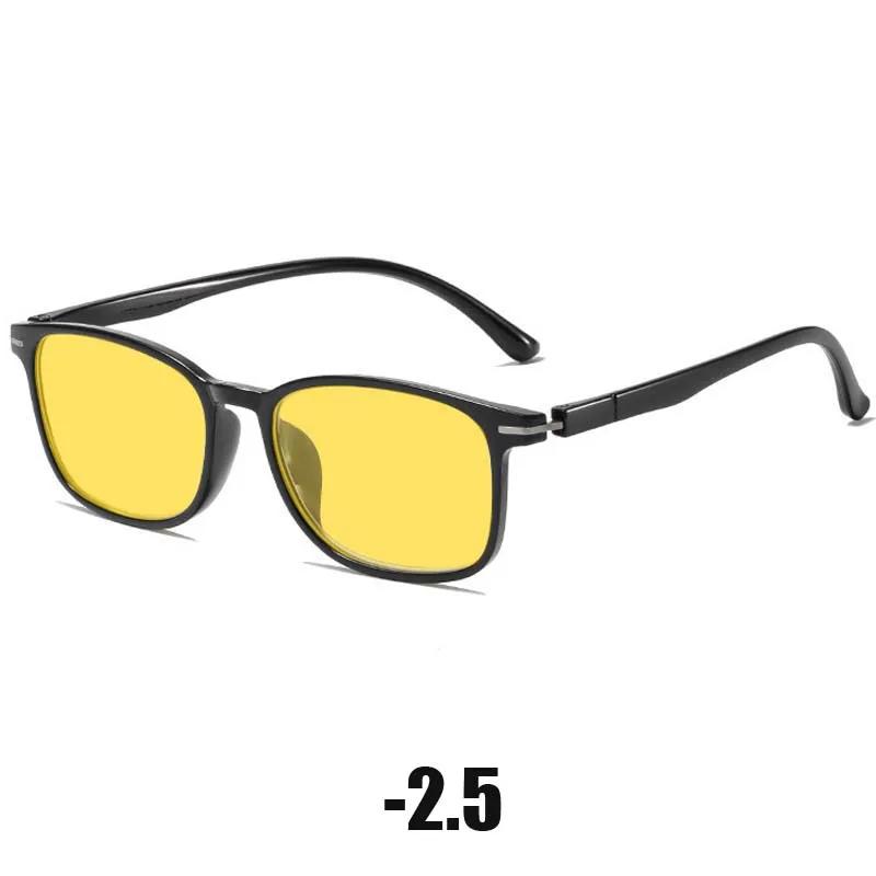 Очки для ночного вождения Квадратная оправа Защита от УФ Измеритель миопии 0-1.0-4.0 для мужчин женщин На улице