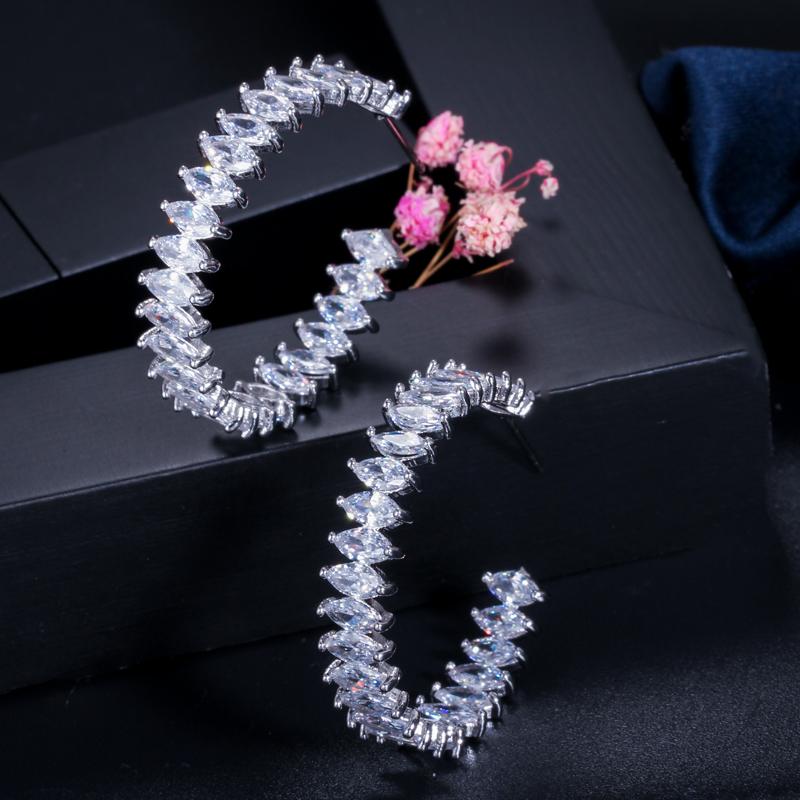 CMM Роскошные популярные мощеные циркониевые свадебные серьги-кольца модные женские вечерние украшения