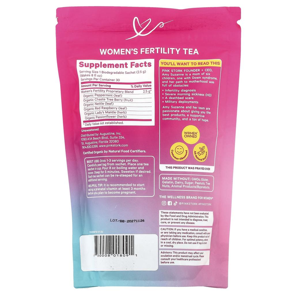Women's Fertility Tea, Mint, 15 Packets, 37.5G(1.3Oz)