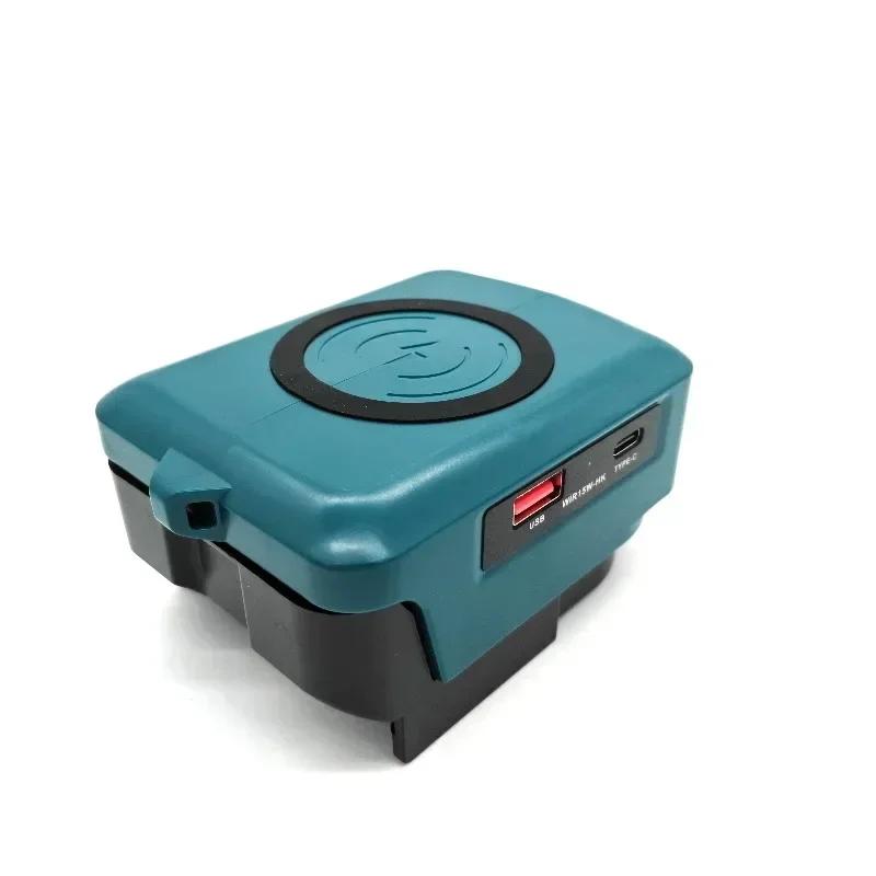 Portable Lithium Battery Wireless Charger Power Bank with USB and Type-C Ports for Hitachi/Hikoki 18V Li-ion Battery for Camping