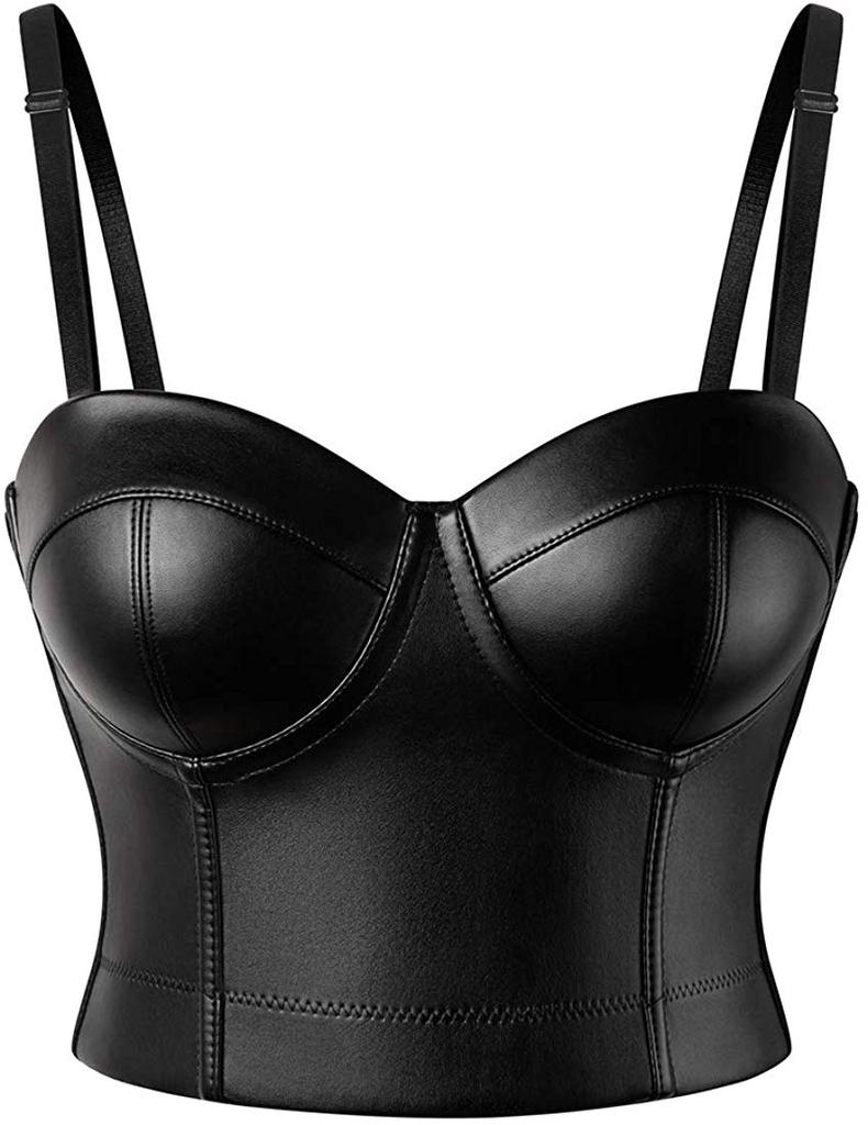 Women Leather Bra Gothic Bralette Corsage Sexy Lingerie Corset Tops Party Wear Tank Tops Underwear