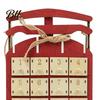 Wall Hanging Christmas Decor Wooden Sleigh Advent Calendar, 24-Day Countdown Box with Drawers, Holiday Surprise Storage Tree Decor, Candy Toy Tabletop