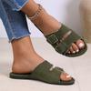 Fashion Ladies Shoes 2025 Brand Open Toe Women's Slippers Fashion Outdoor Belt Buckle Summer New Plus Size Casual Concise Flat Slippers