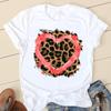 Women T Shirt Cute Love Heart Leopard Summer Clothing 2025 Funny Printing White Tshirt Female Tee Tops Graphic Ladies T-Shirt