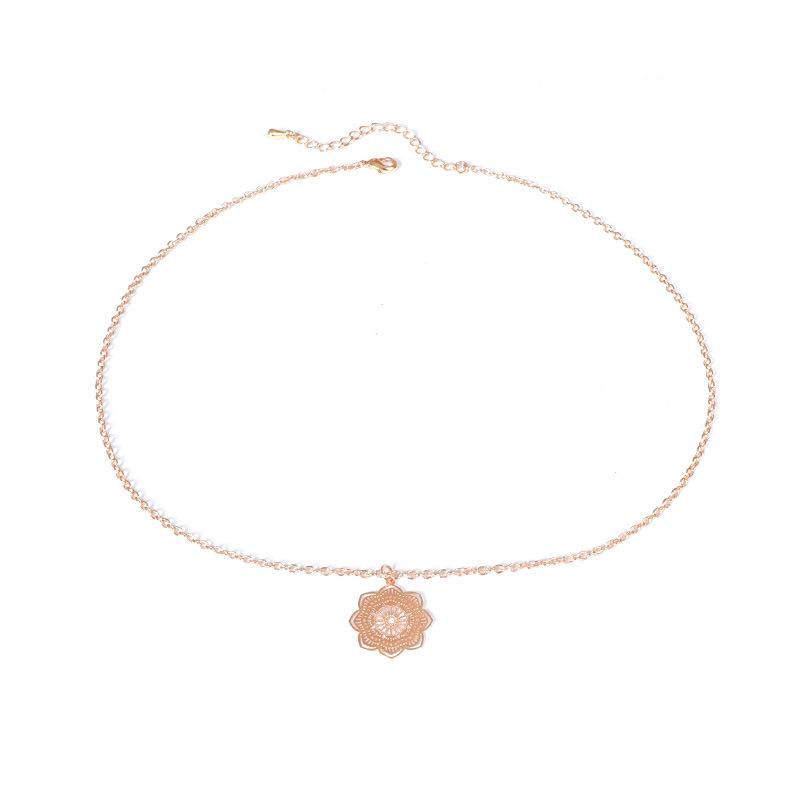 Богемные украшения полое ожерелье с узором мандалы для женщин простой ретро-подвеска с цветком