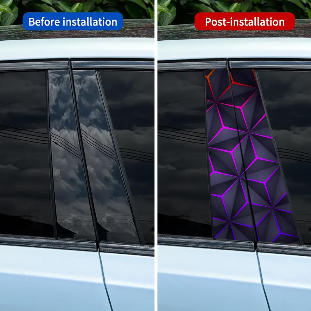 2Pcs Car Stickers B Pillar Center Column Covers DIY Scratch Resistant Decoration Sticker Waterproof