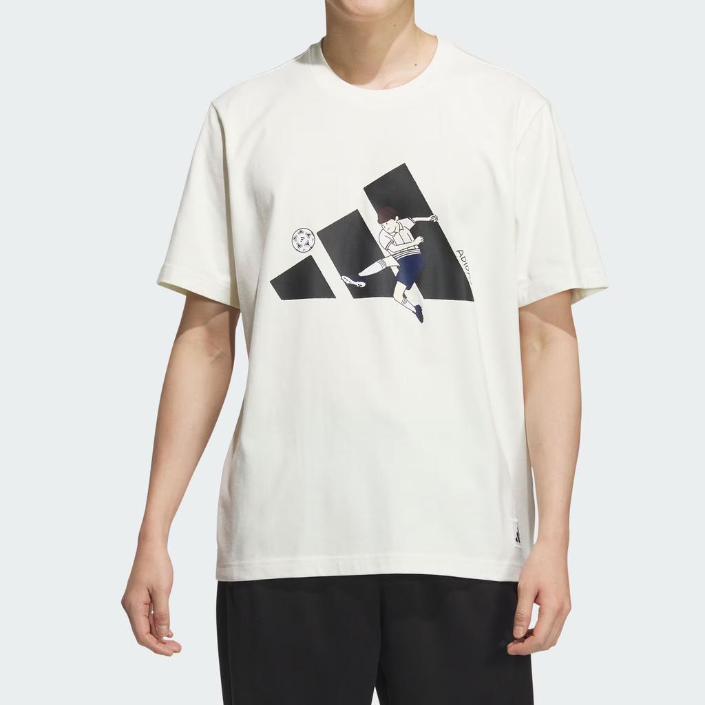 adidas Футболка с графическим принтом для футбола, спортивная, свободная, удобная, мягкая, повседневная, с коротким рукавом, мужская, KC2866
