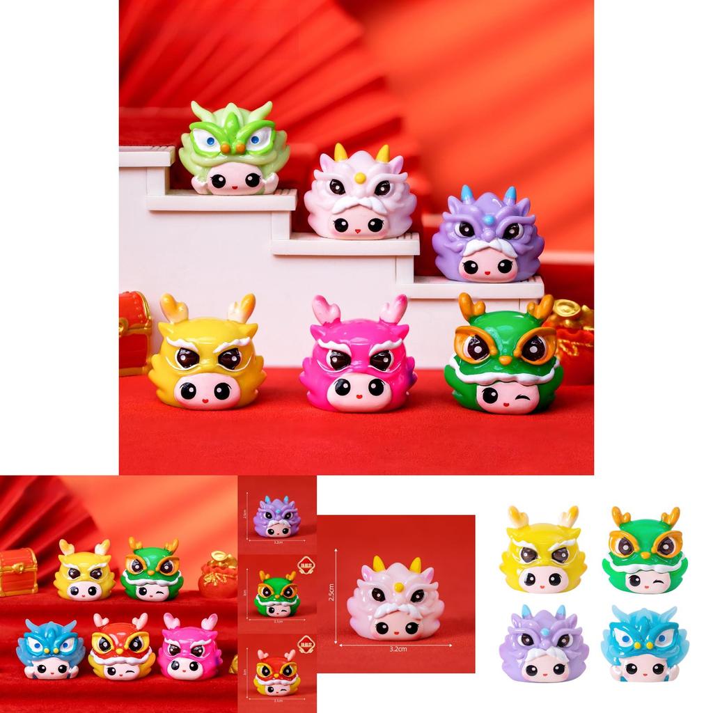 Adorable Year Of The Dragon Resin Figurine Cute Cartoon Desk Decor In Multiple Colors