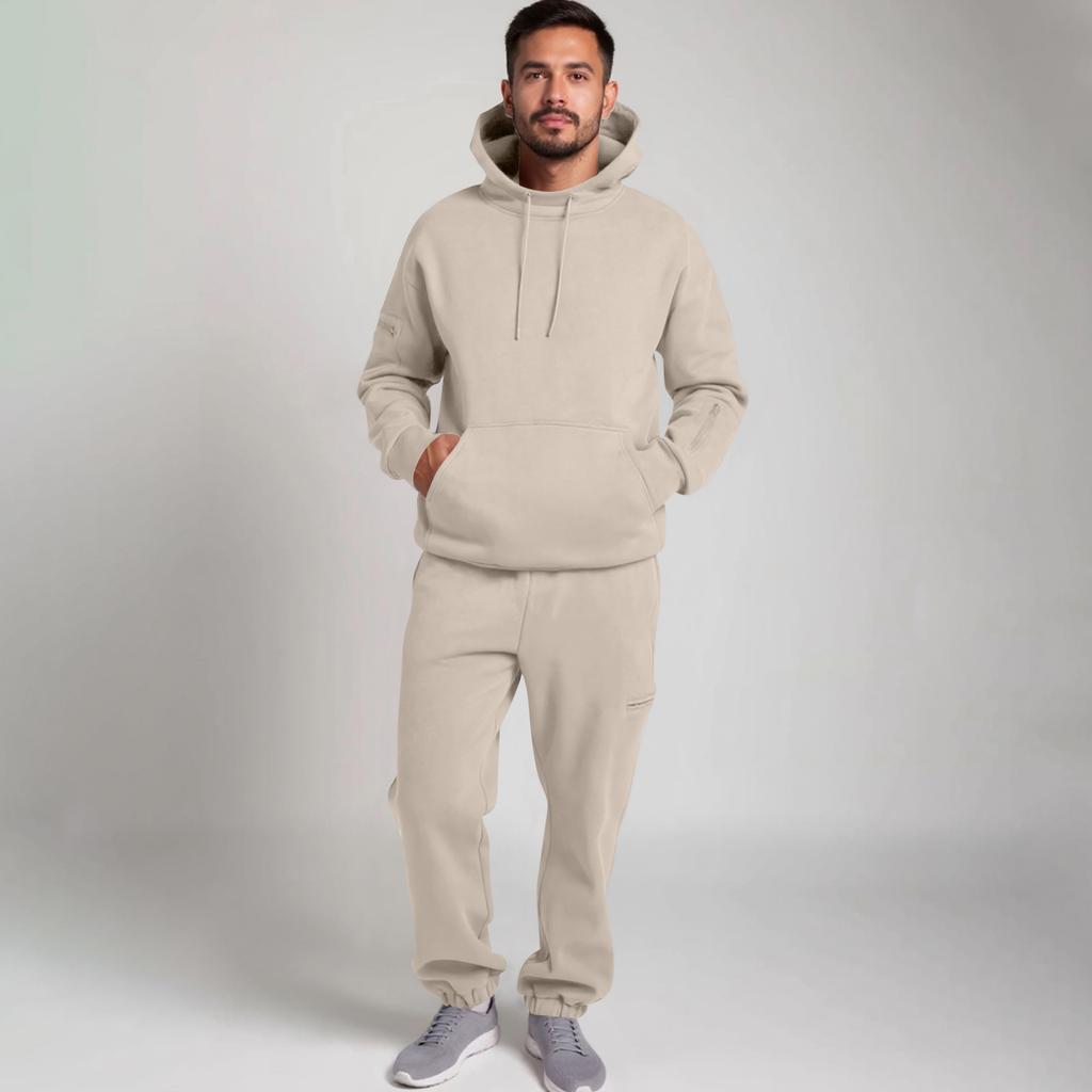 Унисекс Модный Однотонный Худи для Путешествий в Режиме Полета Спортивная Футболка со Встроенной Маской для Глаз Спортивные Штаны Свободный Комплект из 2 предметов